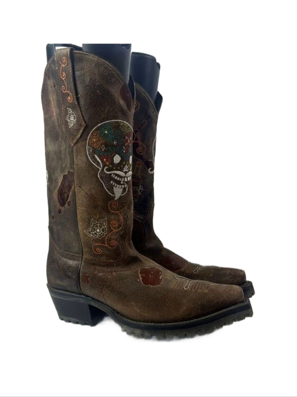 Johnny Ringo Skull Embroidered Leather Cowgirl Women's Boots
